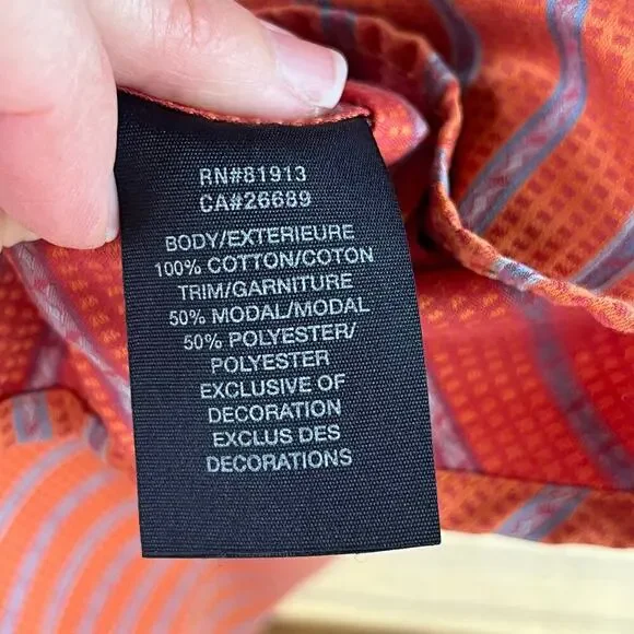 Robert Graham Men's Orange And Blue Striped Button Down Shirt Size 2XL - Picture 9 of 10